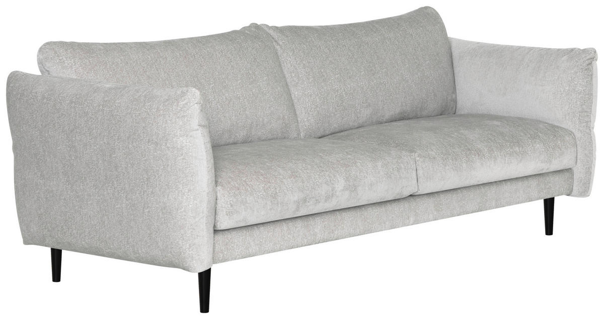 3,5-SITS SOFFA i chenille ljusgrå  - ljusgrå/svart, Klassisk, metall/textil (252/82/99cm) - Hom`in