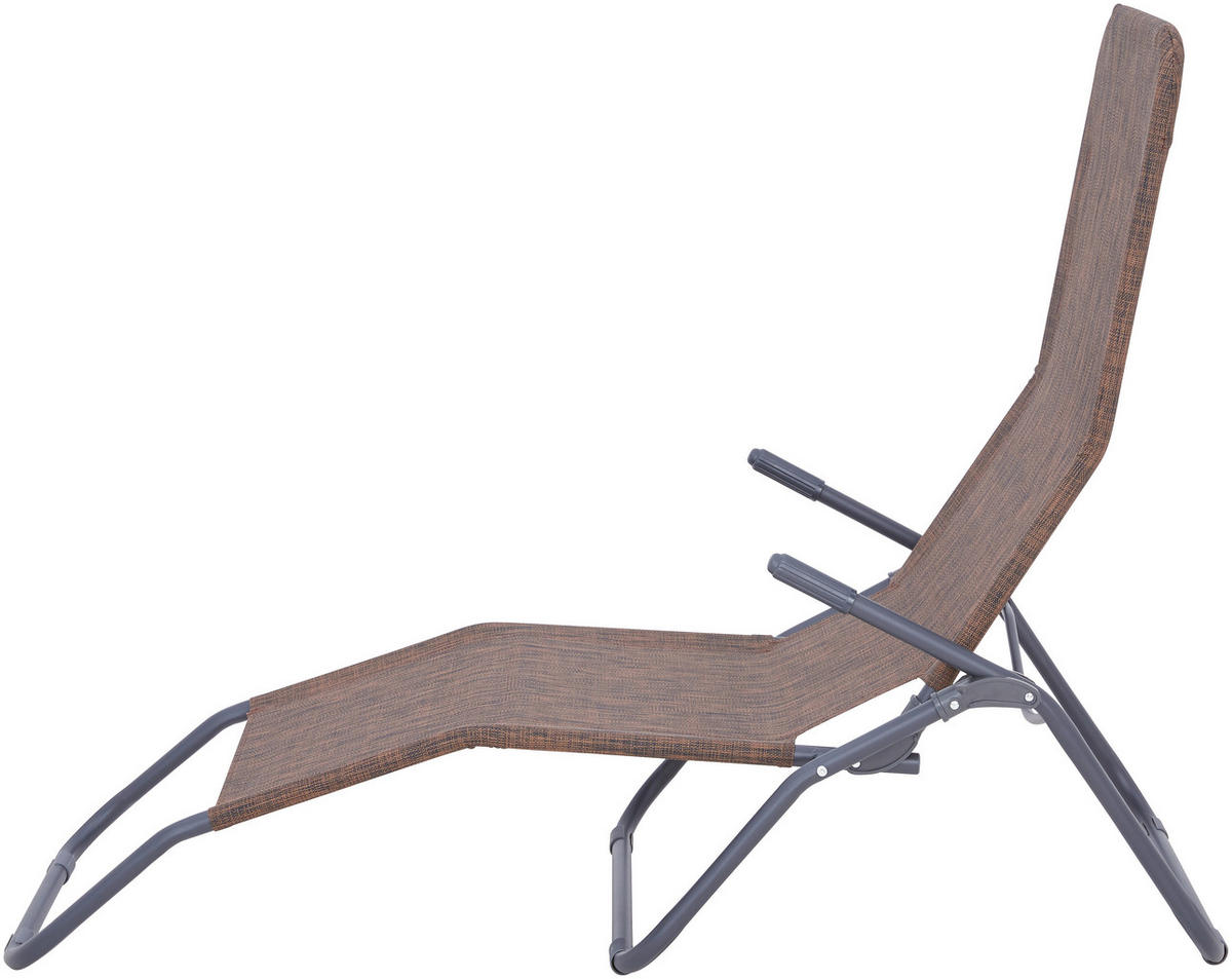 GARTEN-RELAXLIEGE 58/96/145 cm  - Anthrazit/Braun, Design, Textil/Metall (58/96/145cm) - Xora