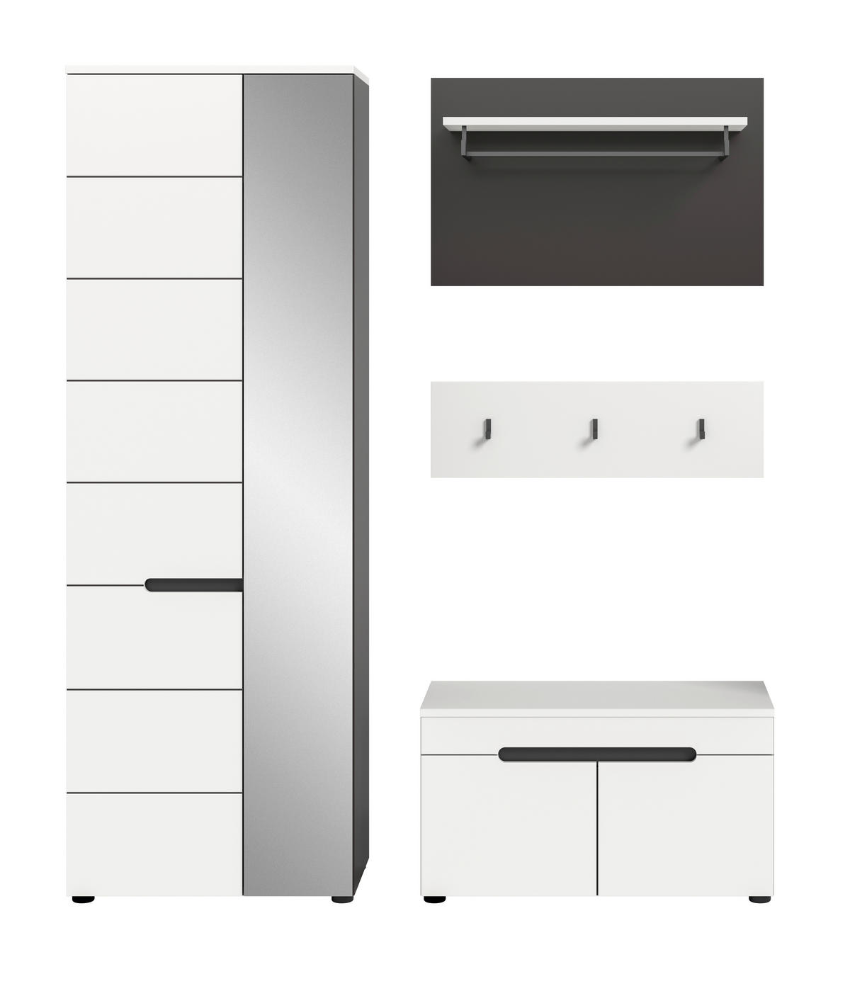 ELŐSZOBAFAL - fehér/szürke, Design, faalapú anyag (160/190/37cm) - Livetastic