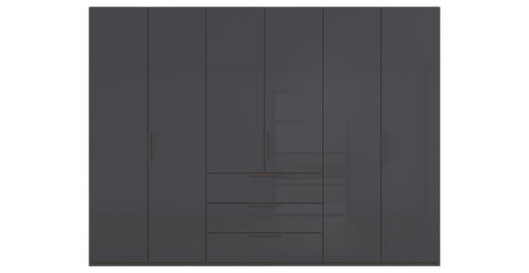 DREHTÜRENSCHRANK 301/235/61 cm,  in Graphitfarben, 6-türig  - Graphitfarben, Basics, Glas/Holzwerkstoff (301/235/61cm) - Novel