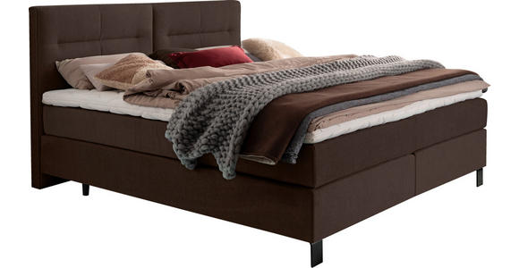 BOXSPRINGBETT 200/220 cm  in Dunkelbraun  - Dunkelbraun/Schwarz, KONVENTIONELL, Textil/Metall (200/220cm) - Esposa