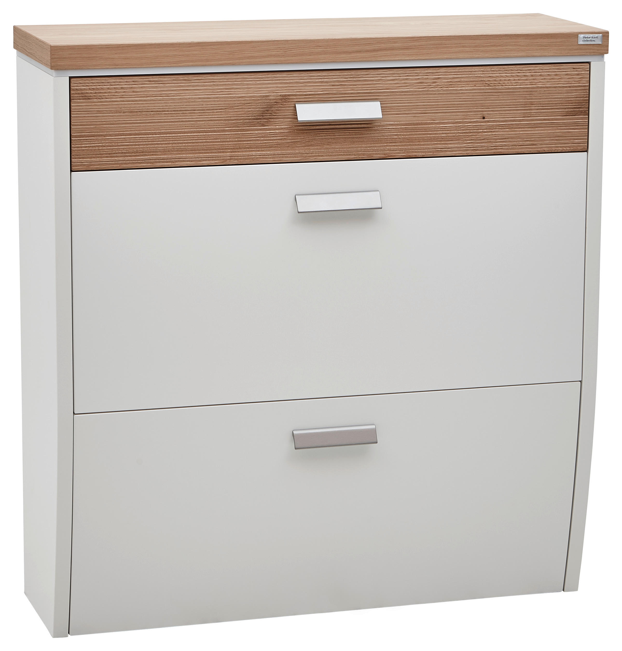 SCHUHSCHRANK Wildeiche furniert, massiv Weiß, Eichefarben - Eichefarben/Silberfarben, Design, Holz/Holzwerkstoff (92/96/31cm) - Dieter Knoll