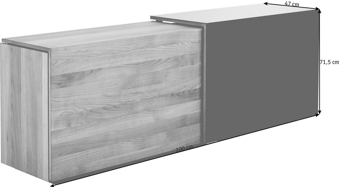 SIDEBOARD  in 200/71,5/47 cm  - Kirschbaumfarben/Schwarz, Design, Glas/Holz (200/71,5/47cm) - TEAM 7