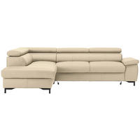 ECKSOFA  in Echtleder Ecru  213/268 cm  - Ecru/Schwarz, Design, Leder/Metall (213/268cm) - Stylife