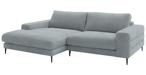 ECKSOFA  in Flachgewebe Hellblau  177/253 cm  - Schwarz/Hellblau, Design, Textil/Metall (177/253cm) - Dieter Knoll