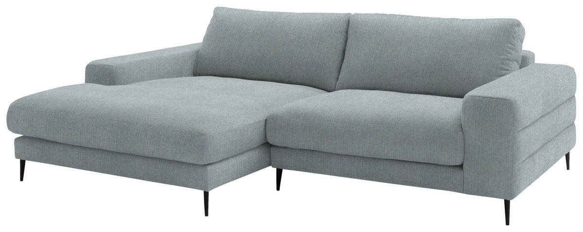 ECKSOFA in Flachgewebe Hellblau  177/253 cm  - Schwarz/Hellblau, Design, Textil/Metall (177/253cm) - Dieter Knoll