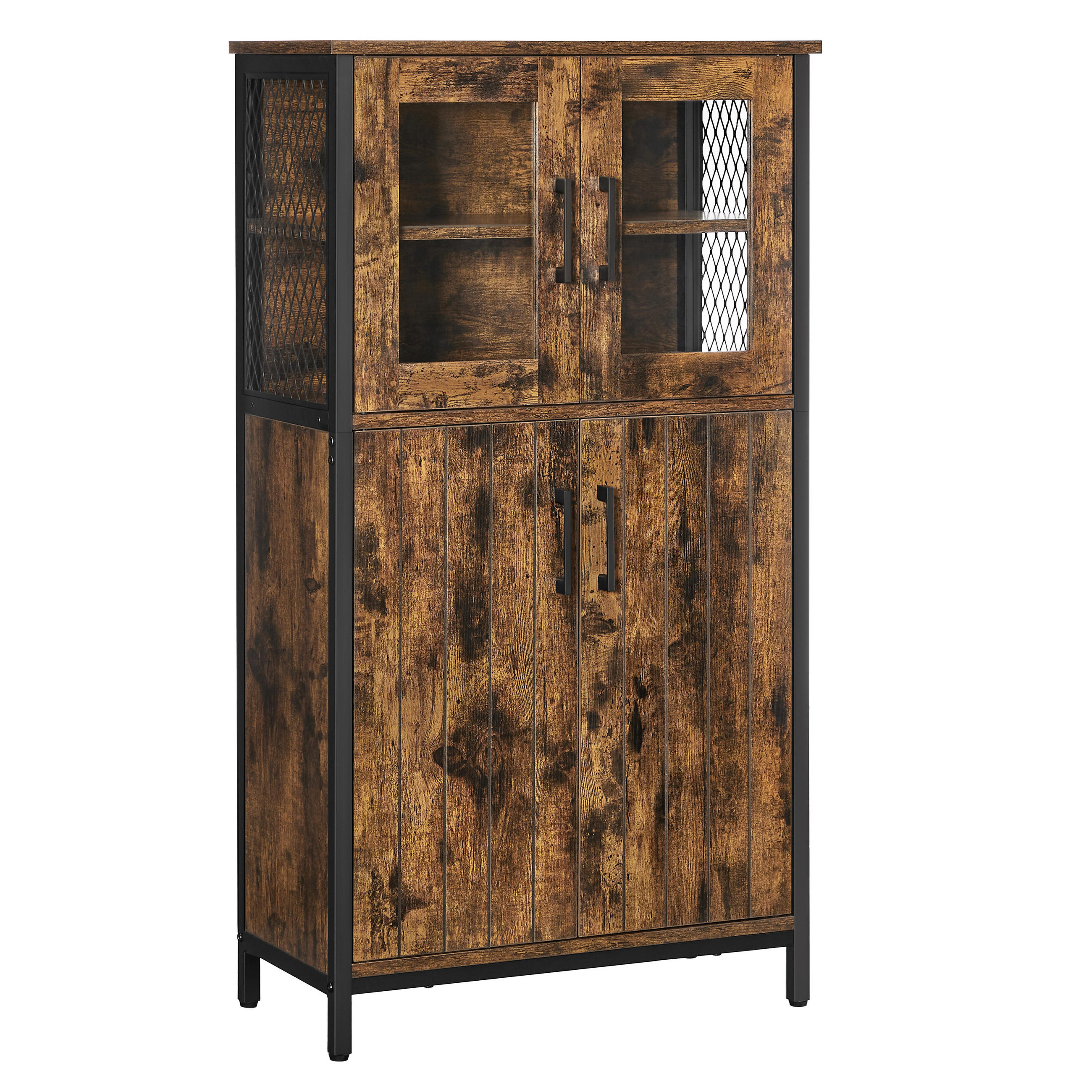 Mid.you Highboard Schwarz, Dunkelbraun 60x108x30 cm