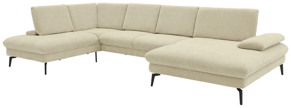 WOHNLANDSCHAFT in Webstoff Creme  - Creme/Schwarz, Design, Textil/Metall (208/354/157cm) - Dieter Knoll