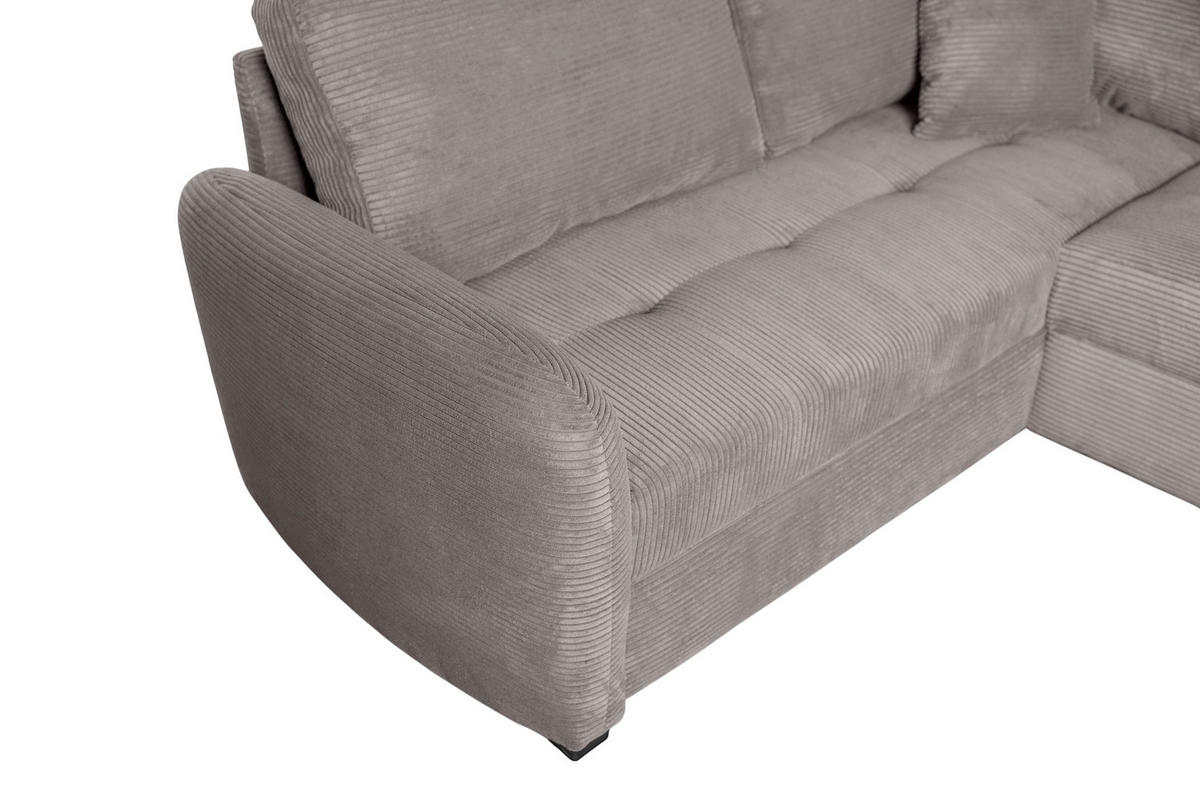 WOHNLANDSCHAFT SORINA Dunkelgrau Cord  - Dunkelgrau/Schwarz, Design, Kunststoff/Textil (202/305/157cm) - MID.YOU