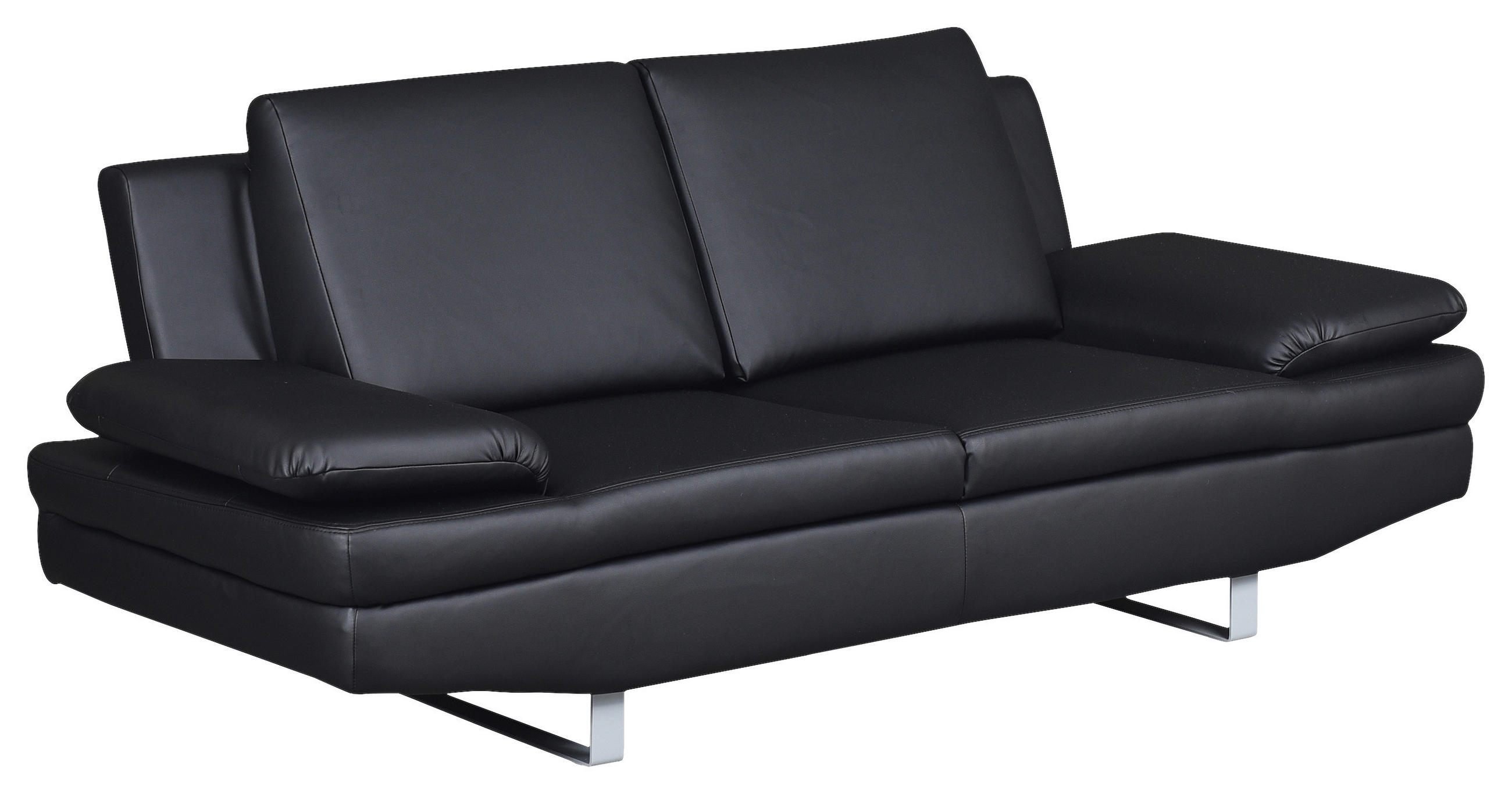 2-SITZER-SOFA in Lederlook Schwarz  - Schwarz/Grau, Design, Textil/Metall (198/78/88cm) - MID.YOU
