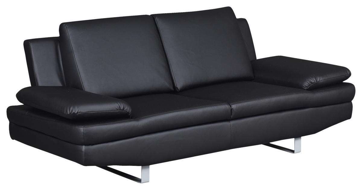 2-SITZER-SOFA in Lederlook Schwarz  - Schwarz/Grau, Design, Textil/Metall (198/78/88cm) - MID.YOU