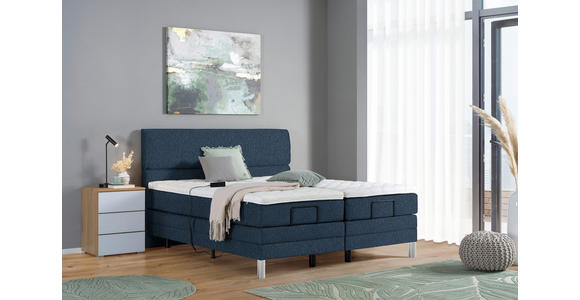 BOXSPRINGBETT 180/200 cm  in Blau  - Chromfarben/Blau, KONVENTIONELL, Kunststoff/Textil (180/200cm) - Voleo