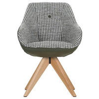 STOLIČKA S PODRÚČKAMI, ženilka, kožený vzhľad, biela, farba duba, olivovozelená - olivovozelená/biela, Modern, drevo/textil (60/83/65cm) - Novel