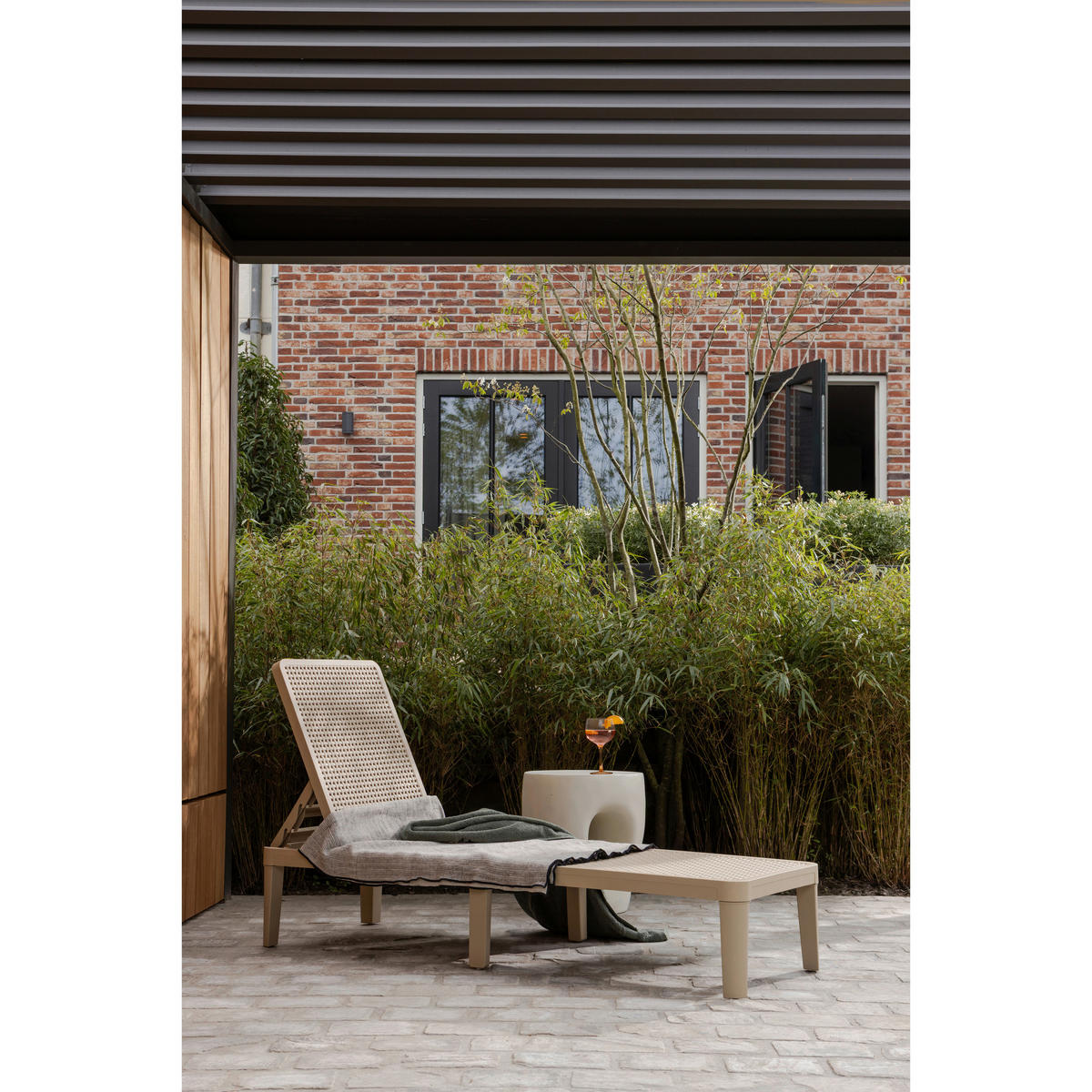 GARTENLIEGE 55/29/191 cm  - Sandfarben, Design, Kunststoff (55/29/191cm) - Livetastic