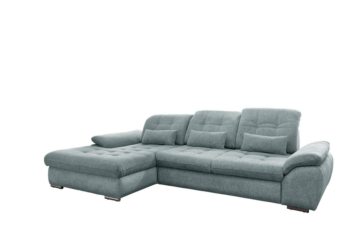 ECKSOFA Blau Chenille  - Chromfarben/Blau, MODERN, Textil/Metall (184/314cm) - Livetastic