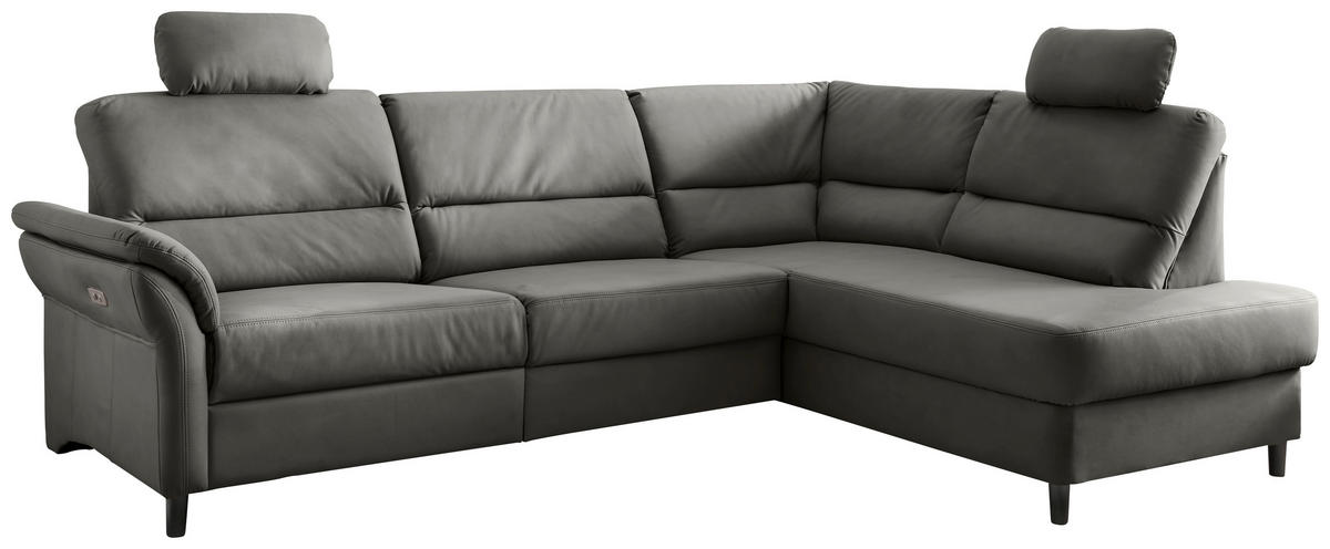 ECKSOFA in Lederlook Grau  - Schwarz/Grau, Modern, Holz/Textil (266/190cm) - Livetastic