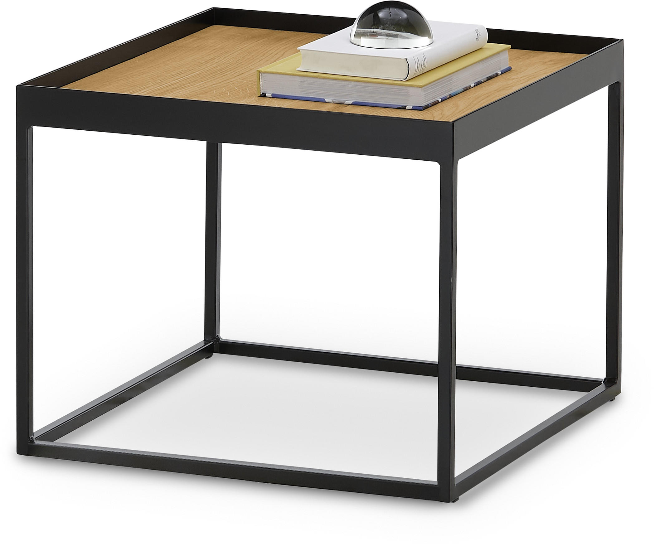 COUCHTISCH Eiche massiv 38/38/54 cm quadratisch Schwarz, Eichefarben  - Eichefarben/Schwarz, Natur, Holz/Metall (38/38/54cm) - SetOne by Musterring