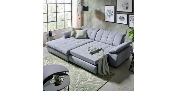 ECKSOFA  in Webstoff Blaugrau  180/265 cm  - Blaugrau/Schwarz, Design, Textil/Metall (180/265cm) - Carryhome