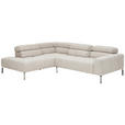 ECKSOFA Naturfarben Flachgewebe  - Chromfarben/Naturfarben, KONVENTIONELL, Textil/Metall (224/282cm) - Hom`in