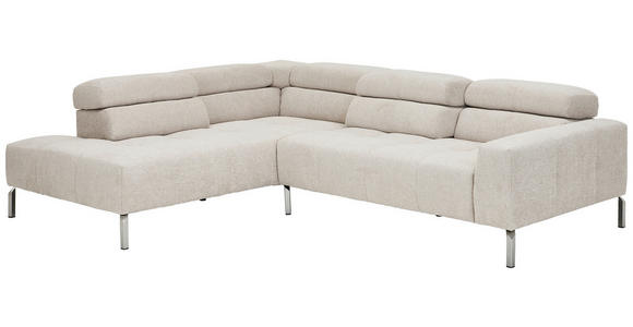 ECKSOFA Naturfarben Flachgewebe - Chromfarben/Naturfarben, KONVENTIONELL, Textil/Metall (224/282cm) - Hom`in