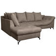 ECKSOFA Braun Struktur  inkl. Rückenkissen, Bettkasten, Schlaffunktion, Rücken echt, Liegefläche im Originalstoff  - Schwarz/Braun, KONVENTIONELL, Textil/Metall (194/274cm) - Carryhome
