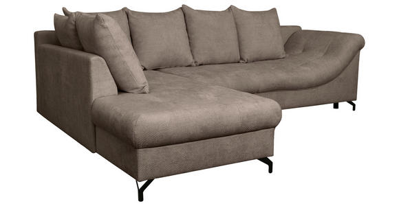 ECKSOFA Braun Struktur  inkl. Rückenkissen, Bettkasten, Schlaffunktion, Rücken echt, Liegefläche im Originalstoff  - Schwarz/Braun, KONVENTIONELL, Textil/Metall (194/274cm) - Carryhome