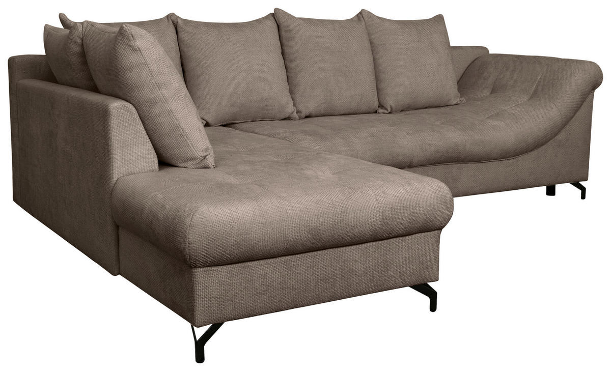 ECKSOFA Braun Struktur  - Schwarz/Braun, KONVENTIONELL, Textil/Metall (194/274cm) - Carryhome