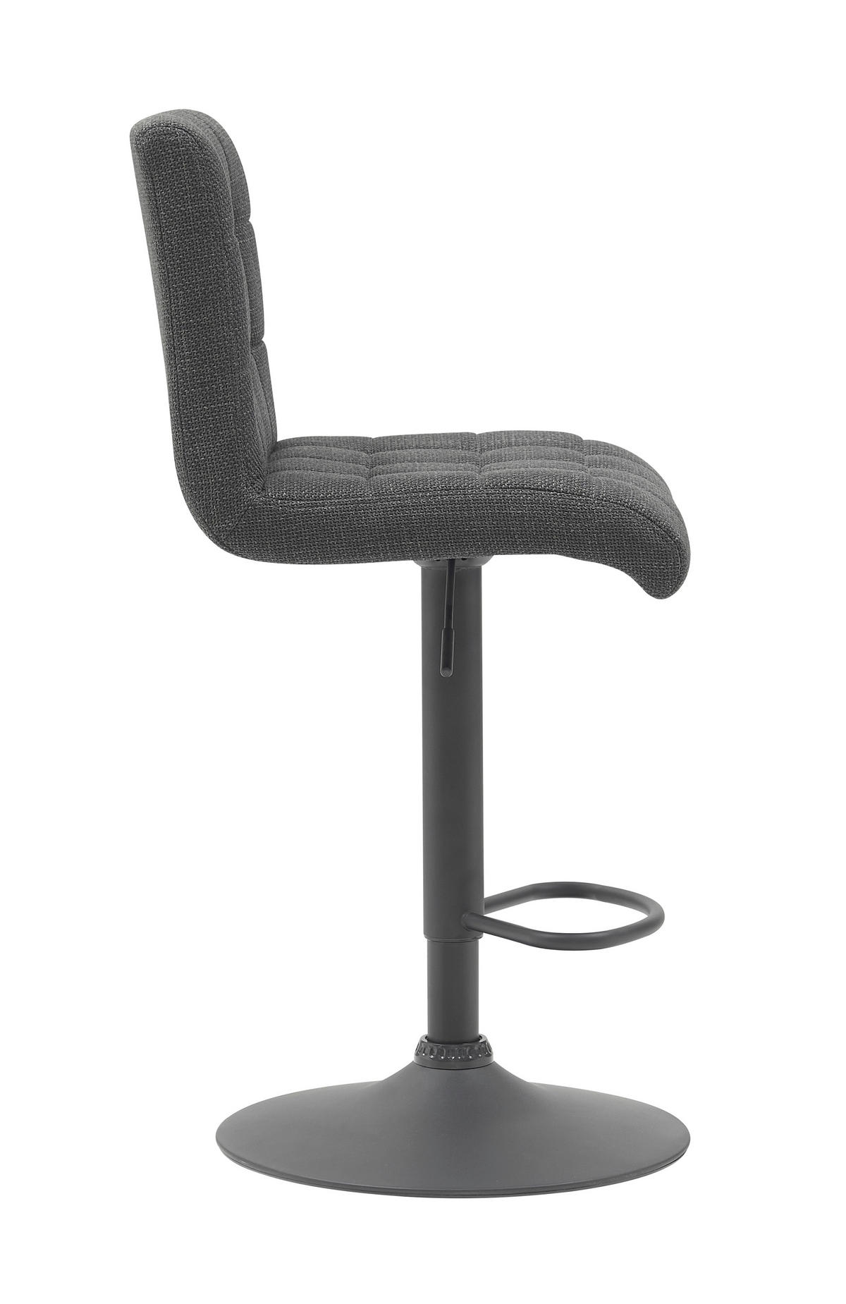 BARHOCKER-SET Webstoff, Mikrofaser Anthrazit Stahl erweiterbar, Sitzfläche 360° drehbar  - Anthrazit, MODERN, Textil/Metall (47/93-114/57cm) - MID.YOU