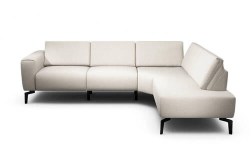 ECKSOFA in Samt Naturfarben  256/193 cm  - Schwarz/Naturfarben, Design, Textil/Metall (256/193cm) - SENSOO