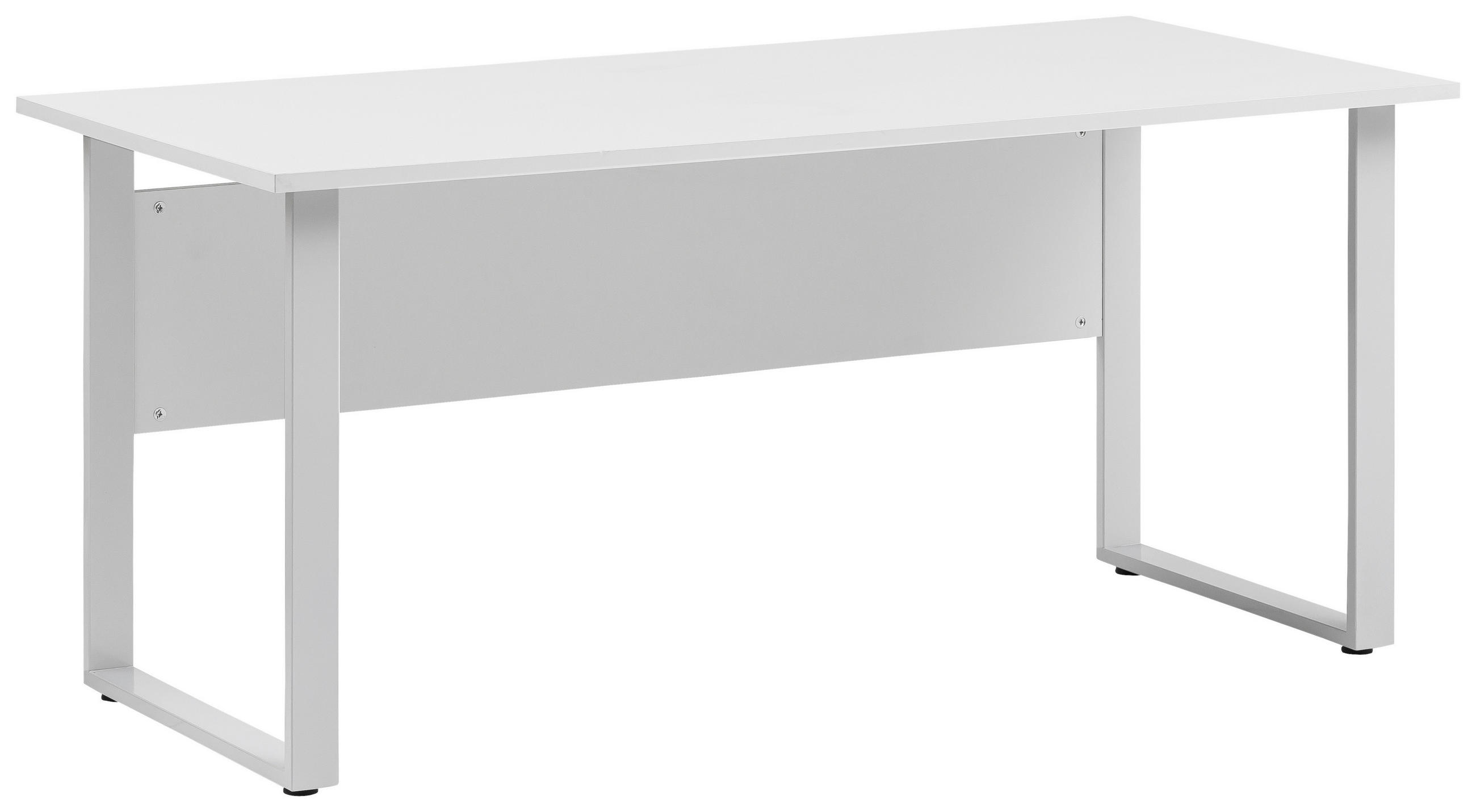 ÍRÓASZTAL  - világosszürke/alumíniumszínű, Konventionell, faalapú anyag/fém (160/65/73,2cm) - MID.YOU