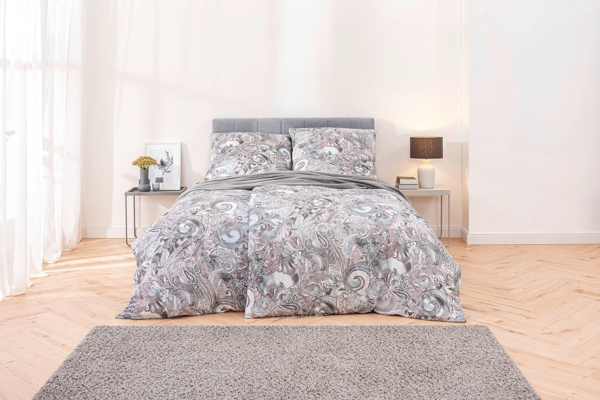 BETTWÄSCHE Atelier Interlock-Jersey 155/220 cm  - Grau/Hellblau, Design, Textil (155/220cm) - Estella