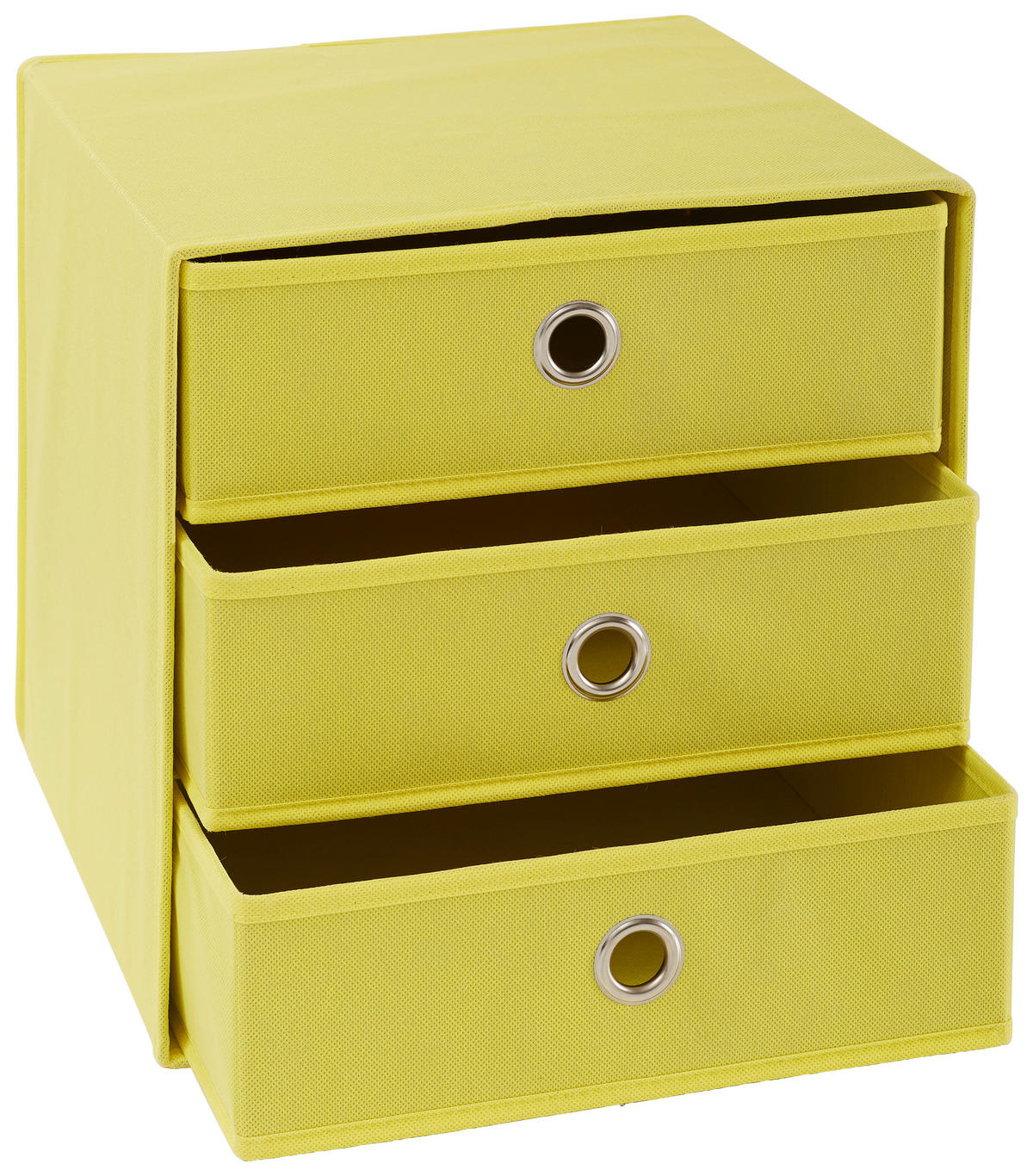 SKLADACÍ BOX, kov, textil, kartón, 32/32/31,5 cm - žltá/strieborná, Design, kartón/kov (32/32/31,5cm) - Carryhome