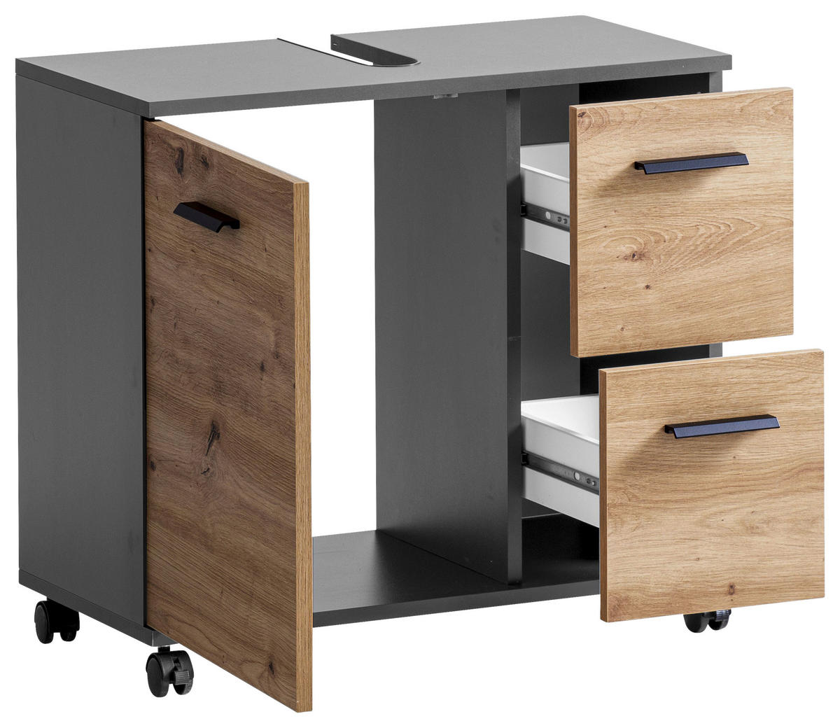 WASCHBECKENUNTERSCHRANK 65,1/60/32 cm  - Anthrazit/Schwarz, KONVENTIONELL, Holzwerkstoff/Kunststoff (65,1/60/32cm) - Stylife
