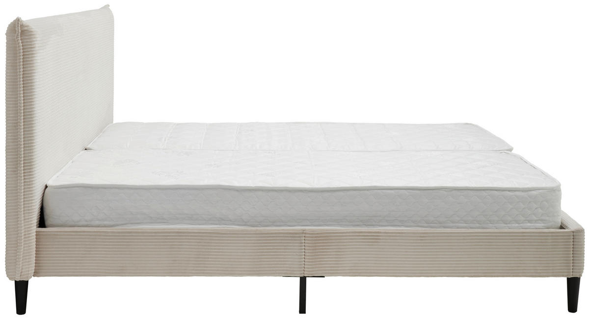 KÁRPITOZOTT ÁGY 180/200 cm  fehér  - natúr színű/fekete, Modern, műanyag/textil (180/200cm) - Livetastic
