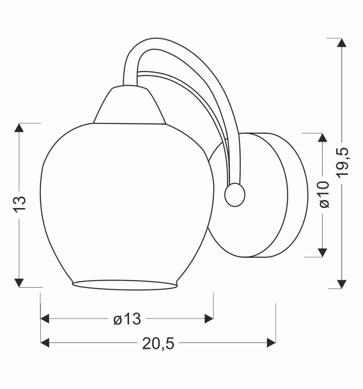 WANDLEUCHTE 20.5/13/19.5 cm   - Messingfarben/Bernsteinfarben, KONVENTIONELL, Metall (20.5/13/19.5cm)