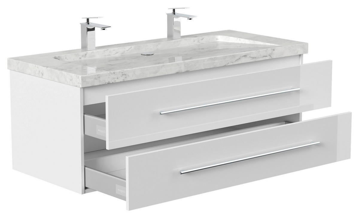 WASCHTISCHKOMBI 130 cm  - Weiß Hochglanz, Basics, Holzwerkstoff/Stein (130cm) - MID.YOU