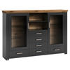 HIGHBOARD  in 184,1/126,6/44,2 cm  - Graphitfarben/Eiche Artisan, Design, Glas/Holzwerkstoff (184,1/126,6/44,2cm) - SetOne by Musterring
