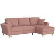 ECKSOFA in Flachgewebe Rosa  - Eichefarben/Rosa, KONVENTIONELL, Holz/Textil (265/159cm) - Carryhome