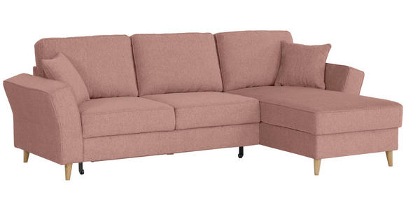 ECKSOFA in Flachgewebe Rosa  - Eichefarben/Rosa, KONVENTIONELL, Holz/Textil (265/159cm) - Carryhome