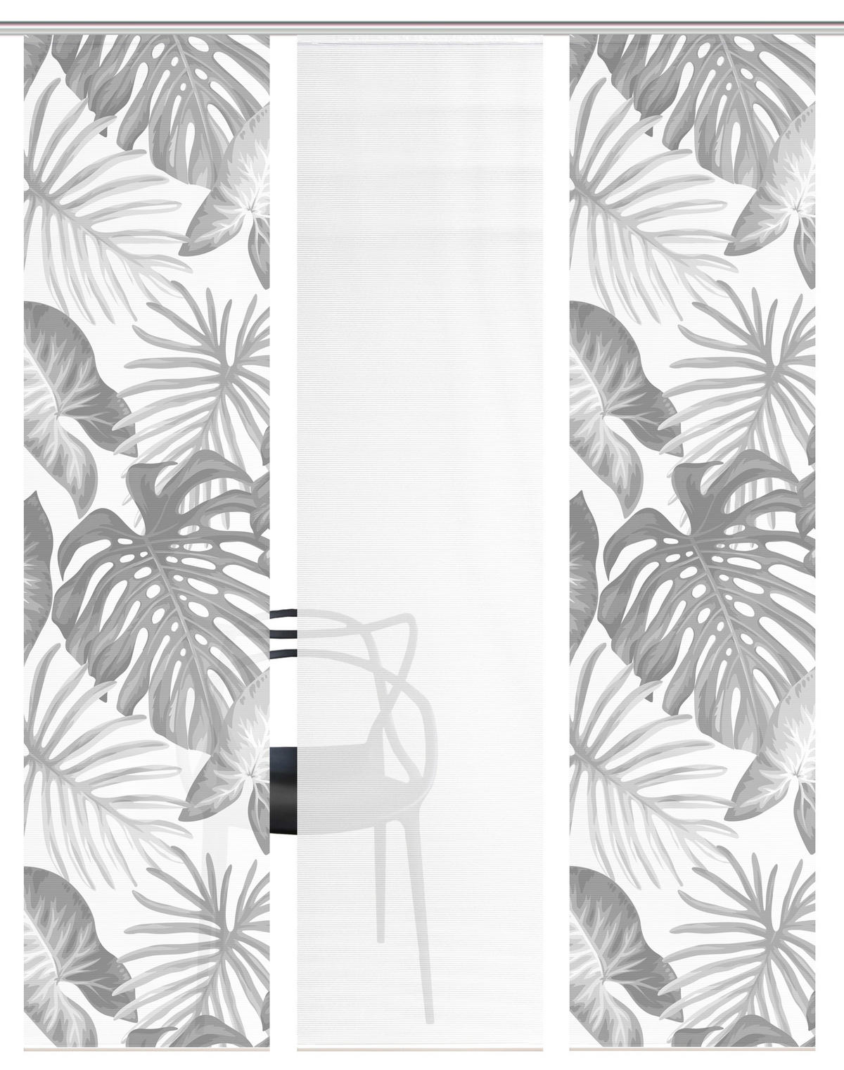 FLÄCHENVORHANG  3 Stück  blickdicht  180/260 cm   - Weiß/Grau, Natur, Textil (180/260cm)