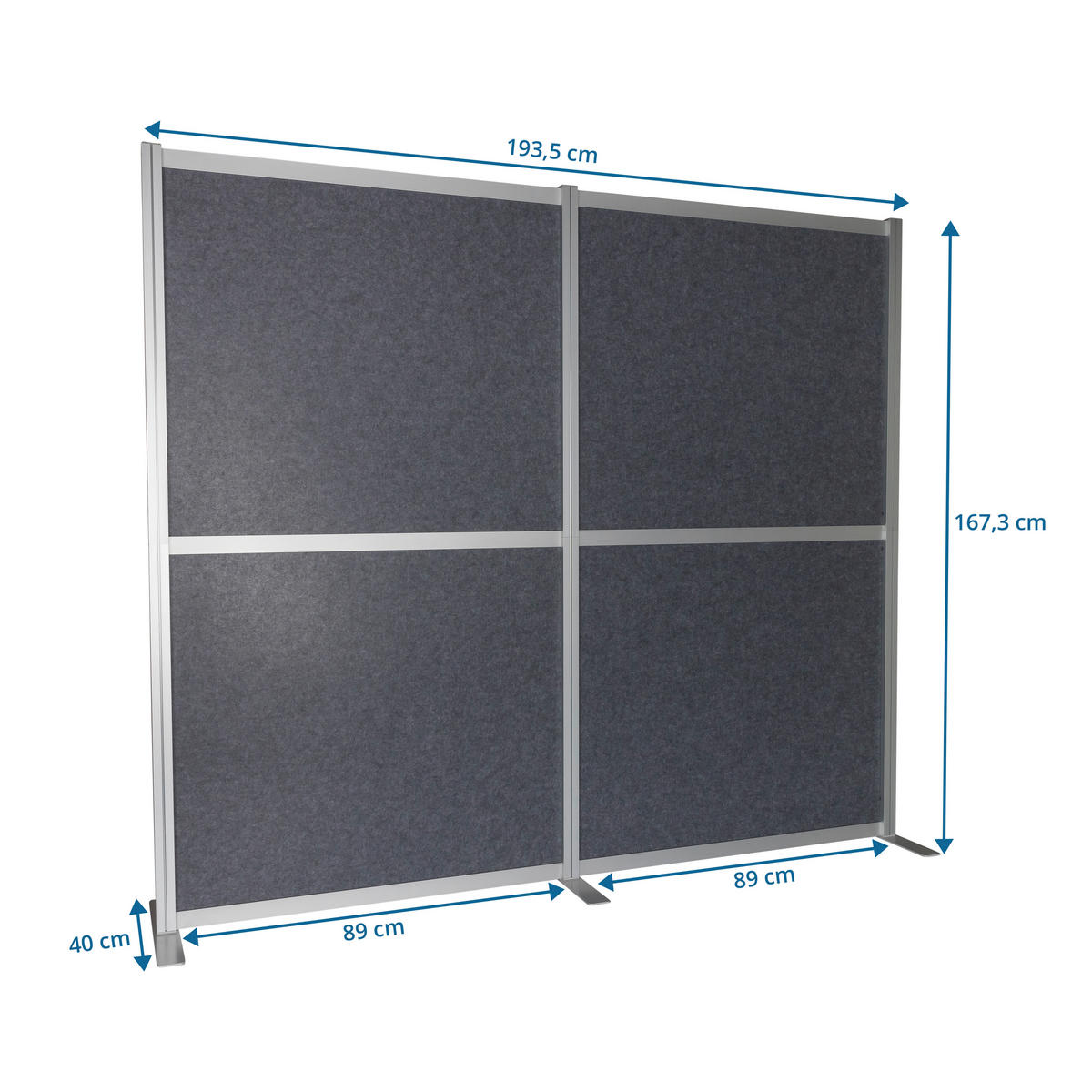 TRENNWAND Metall, Kunststoff, Textil Grau  - Grau, Basics, Kunststoff/Textil (193,5/167,3cm) - MID.YOU