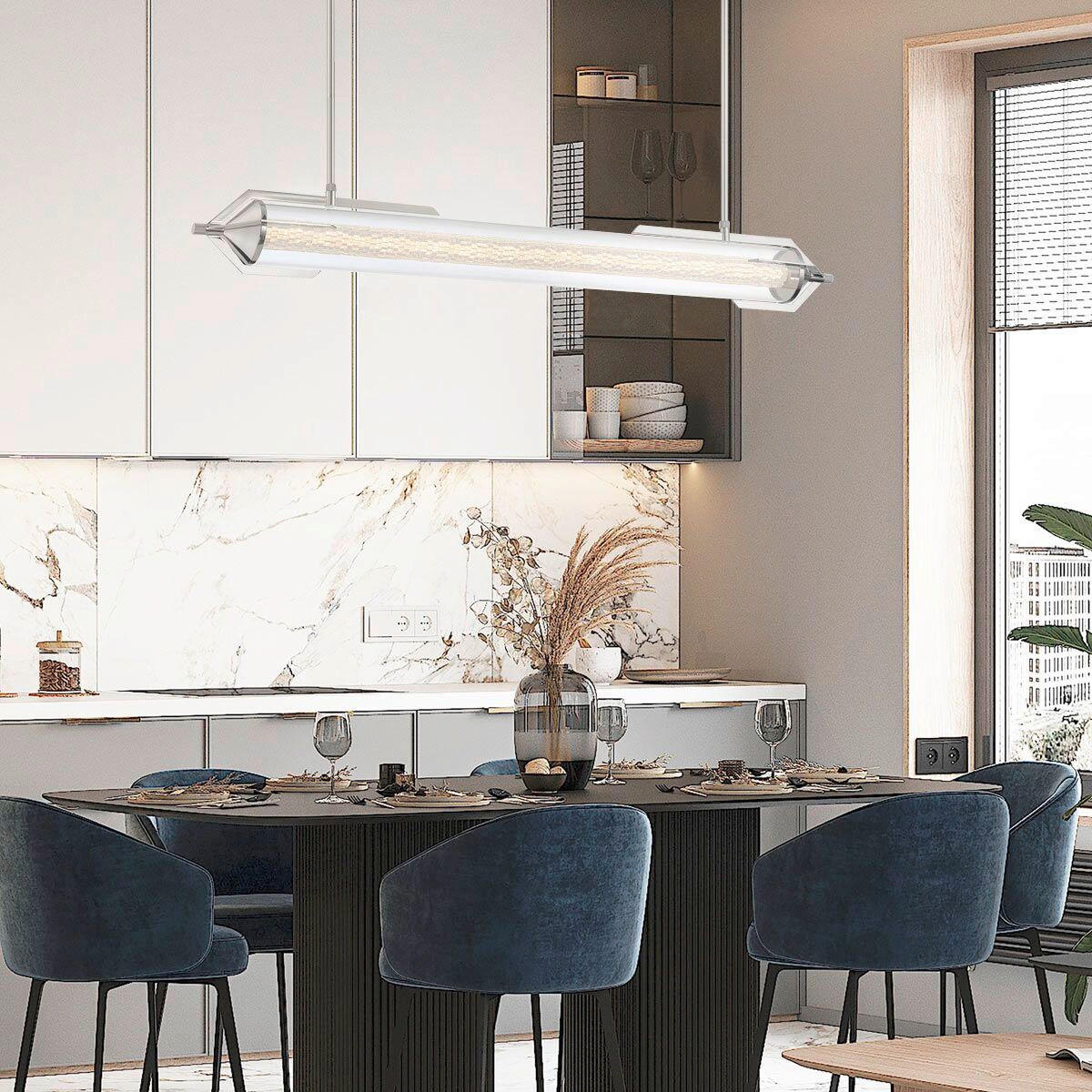 LED-HÄNGELEUCHTE 122/43,5/13,8 cm    - Chromfarben, Basics, Glas/Metall (122/43,5/13,8cm) - Elstead Lighting