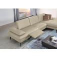 ECKSOFA in Echtleder Naturfarben  - Schwarz/Naturfarben, Design, Leder/Metall (325/157cm) - Dieter Knoll