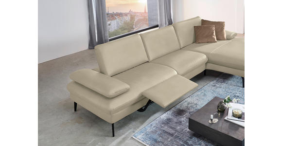 ECKSOFA in Echtleder Naturfarben  - Schwarz/Naturfarben, Design, Leder/Metall (325/157cm) - Dieter Knoll