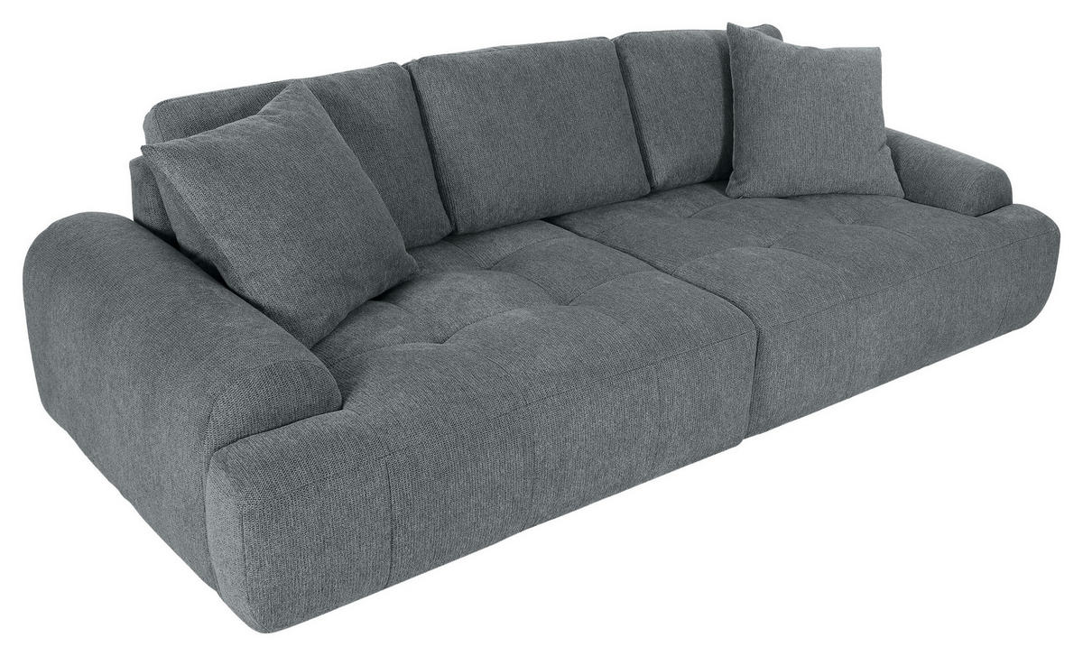 BIGSOFA Flachgewebe Dunkelgrau  - Dunkelgrau/Schwarz, KONVENTIONELL, Kunststoff/Textil (276/95/130cm) - Carryhome