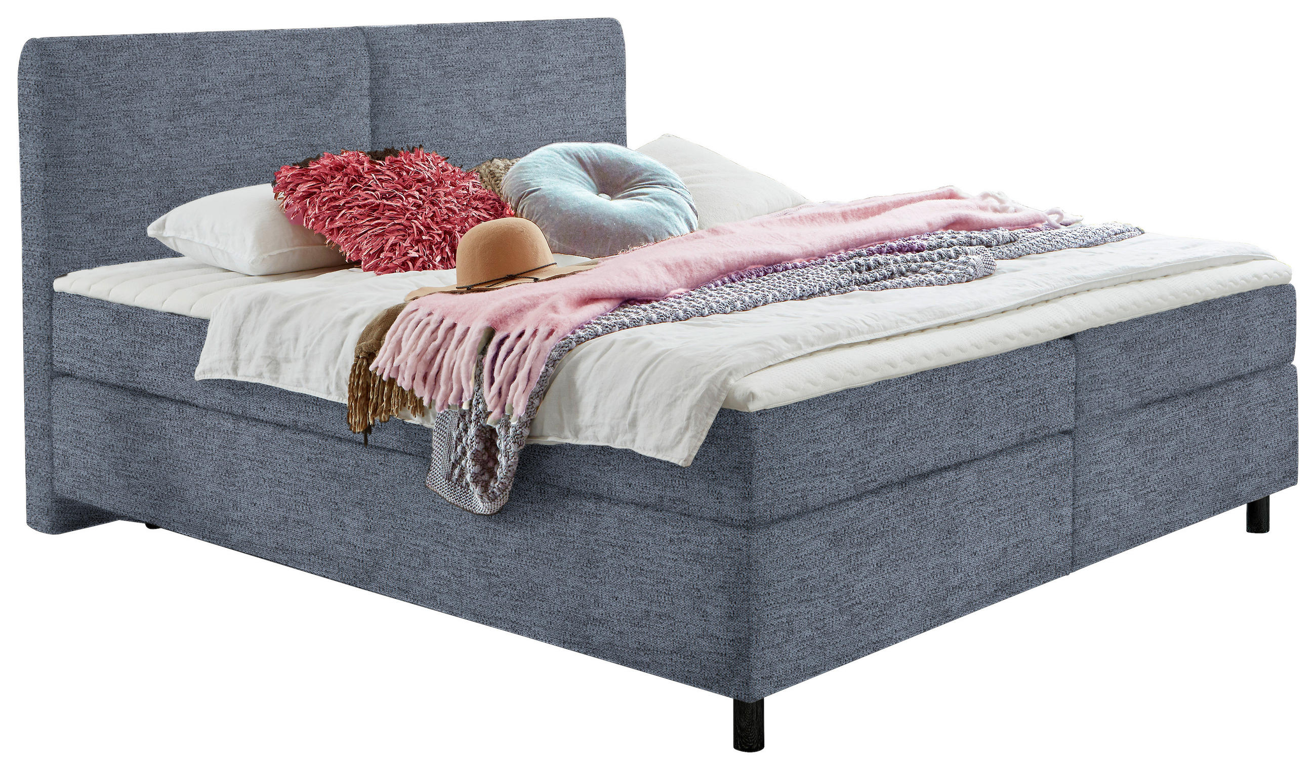 BOXSPRINGBETT 160/200 cm  in Blau  - Blau/Schwarz, Konventionell, Kunststoff/Textil (160/200cm) - Hom`in