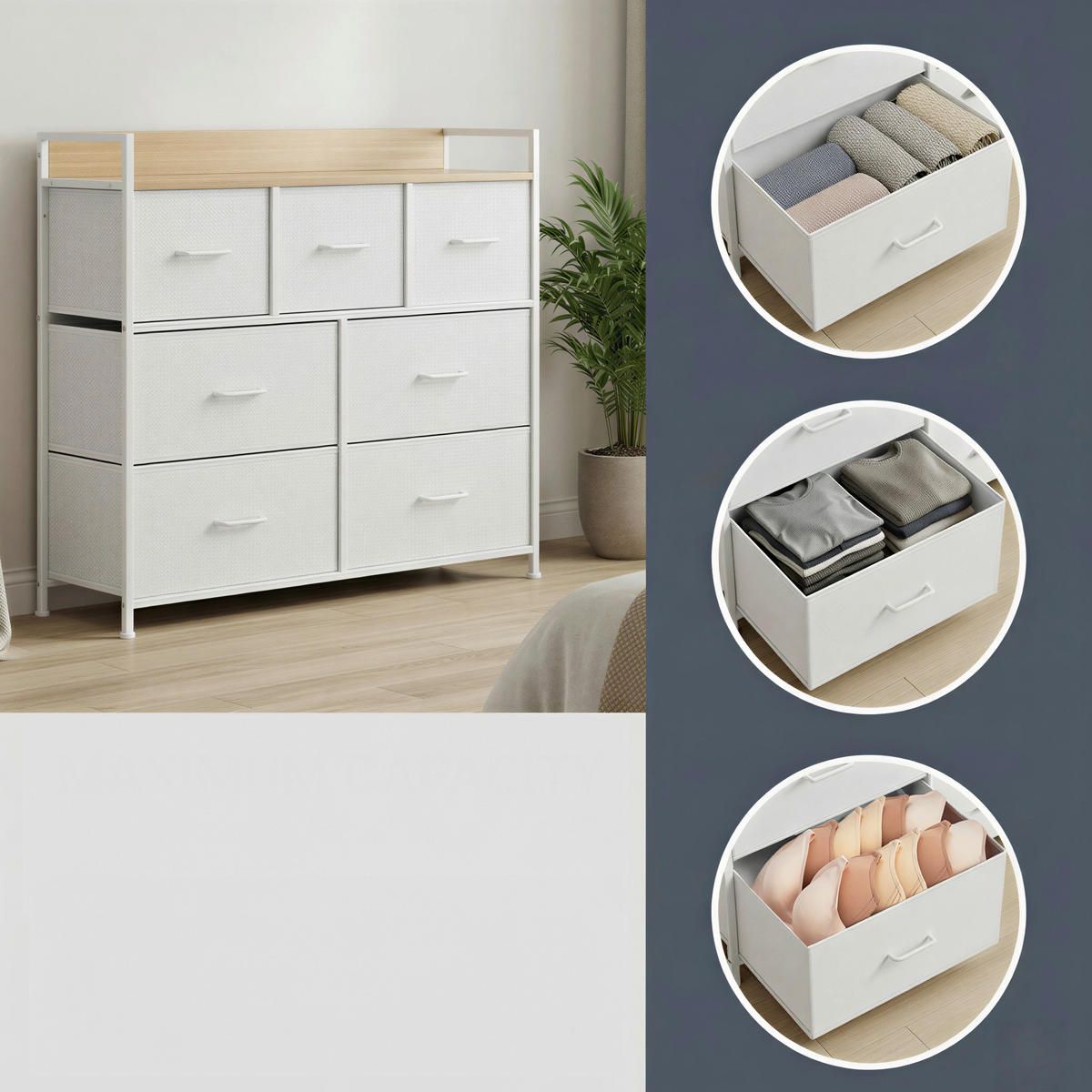 KOMMODE , 98/85/28,5 cm, 7 Schublade(n)  - Eichefarben/Weiß, Trend, Holzwerkstoff/Kunststoff (98/85/28,5cm) - Boxxx