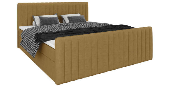 BOXBETT 180/200 cm  in Senfgelb  - Senfgelb/Schwarz, Basics, Kunststoff/Textil (180/200cm) - Carryhome