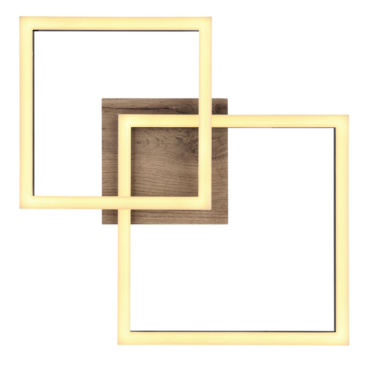LED-DECKENLEUCHTE    53/38/9 cm  - Weiss/Dunkelbraun, Natur, Holzwerkstoff/Kunststoff (53/38/9cm) - Globo
