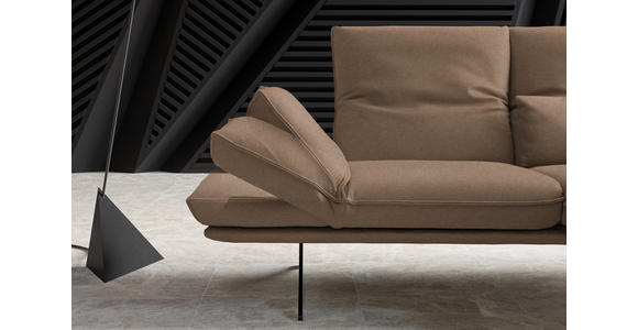 ECKSOFA in Echtleder Greige 210/130 cm - Greige/Schwarz, Design, Leder/Metall (210/130cm) - Dieter Knoll